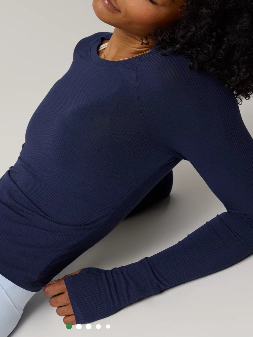 OFFLINE By Aerie Thumbs Up Fitted Ribbed T-Shirt | Navy Blue